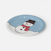 幸せな雪だるま クリスマス ホリデー ペーパープレート (アングル)