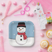 幸せな雪だるま クリスマス ホリデー ペーパープレート (パーティー)