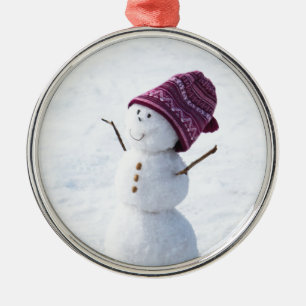 幸せな雪だるま メタルオーナメント