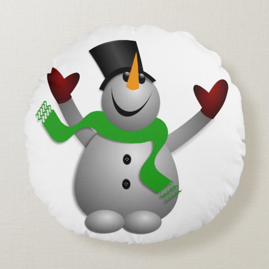 幸せな雪だるま ラウンドクッション (正面)