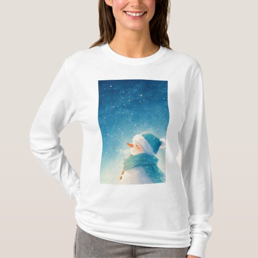 幸せな雪だるま Tシャツ (正面)