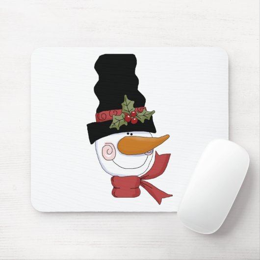 幸せな雪だるまTシャツとギフト マウスパッド (マウス)