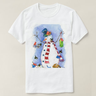 幸せな雪だるまTシャツ Tシャツ