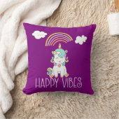幸せな雰囲気かわいい笑顔ユニコーン クッション (ブランケット)