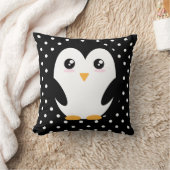 幸せな雰囲気:ペンギンと水玉模様の枕の喜び クッション (ブランケット)