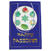 幸せな青い過ぎ越し ミディアムペーパーバッグ (正面)