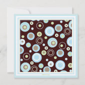 幸せな青は対の男の子のベビーシャワーの招待状に点を打ちます 招待状 (裏面)