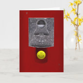 幸せな顔グムボールのグリーティングカード カード (黄色い花)