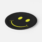 幸せな顔グラフィック |黒い黄色 ペーパープレート (アングル)