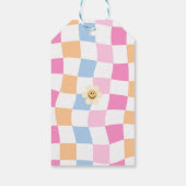 幸せな顔スマイル市松模様に誕生日ギフトラベル ギフトタグ (裏面)
