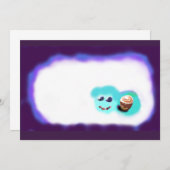 幸せな顔フルーツおよびカップケーキ サンキューカード (正面/裏面)