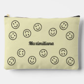 幸せな顔ブラック上の黄色 – 大きいアクセサリーポーチ アクセサリーポーチ (正面)