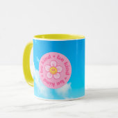 幸せな顔マグ黄色のハンドルで親切 マグカップ (正面左)