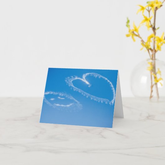 幸せな顔及びハートの青空のブランクの挨拶状 カード (黄色い花)