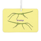 幸せな顔漫画と可愛い緑のスティック昆虫 カーエアーフレッシュナー (裏面)