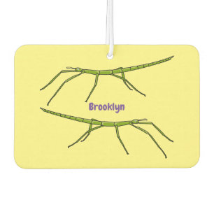 幸せな顔漫画と可愛い緑のスティック昆虫 カーエアーフレッシュナー