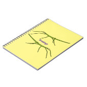 幸せな顔漫画と可愛い緑のスティック昆虫 ノートブック (左側)