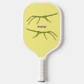 幸せな顔漫画と可愛い緑のスティック昆虫 ピックルボールラケット (裏面)