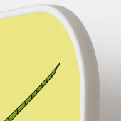 幸せな顔漫画と可愛い緑のスティック昆虫 ピックルボールラケット (左詳細)