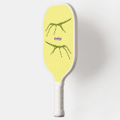 幸せな顔漫画と可愛い緑のスティック昆虫 ピックルボールラケット (左)
