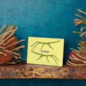 幸せな顔漫画と可愛い緑のスティック昆虫 フォトプラーク (側面)