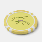 幸せな顔漫画と可愛い緑のスティック昆虫 ポーカーチップ (シングル)