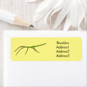 幸せな顔漫画と可愛い緑のスティック昆虫 ラベル (インサイチュ)