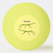 幸せな顔漫画と可愛い緑のスティック昆虫 卓球ボール (裏面)