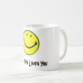 幸せな顔、スマイルの神愛 コーヒーマグカップ (正面右)