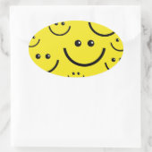 幸せな顔 楕円形シール (バッグ)