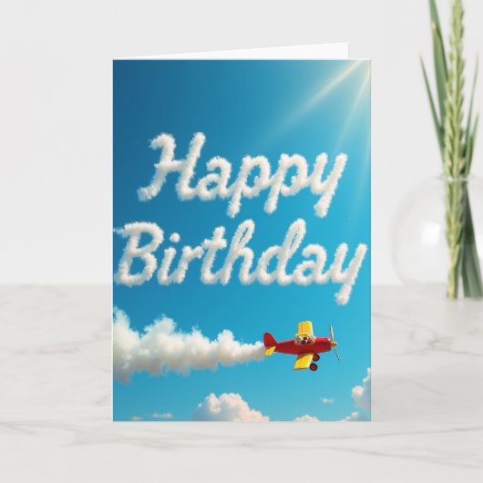 幸せな飛行機の誕生日カード カード (正面)