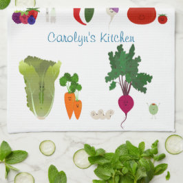 幸せな食べパーソナライズされた物 キッチンタオル