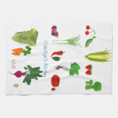 幸せな食べパーソナライズされた物 キッチンタオル (横)