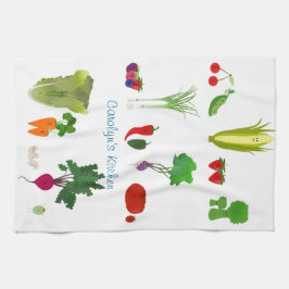 幸せな食べパーソナライズされた物 キッチンタオル