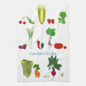 幸せな食べパーソナライズされた物 キッチンタオル (縦)