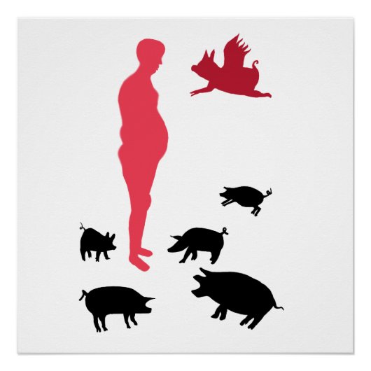 幸せな食事はVegeterian、農場、ポスター紙 ポスター (正面)