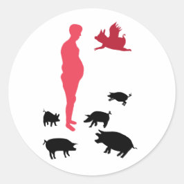 幸せな食事Vegeterianステッカーザファーム ラウンドシール