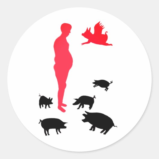 幸せな食事Vegeterianステッカーザファーム ラウンドシール (正面)