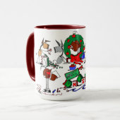 幸せな馬はクリスマスの漫画のマグを耕作します マグカップ (正面左)