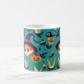 幸せな魔女の顔とハロウィーンの画像 コーヒーマグカップ (中央)