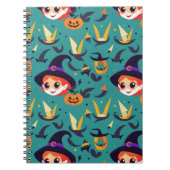 幸せな魔女の顔とハロウィーンの画像 ノートブック (正面)