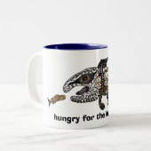 幸せな魚に飢えている ツートーンマグカップ (正面左)