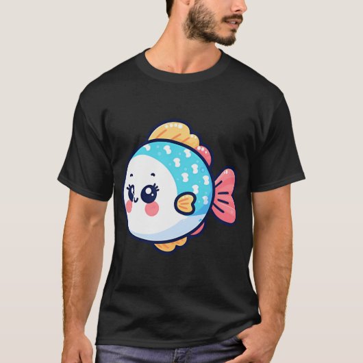幸せな魚のイラスト Tシャツ (正面)
