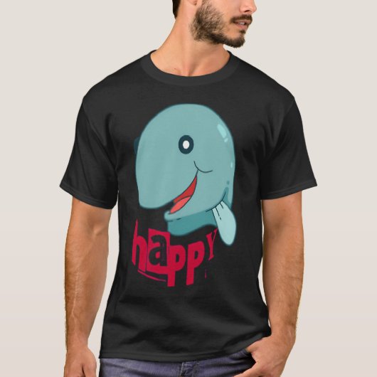 幸せな魚のキャラクター Tシャツ (正面)