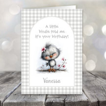 幸せな鳥の誕生日カード
