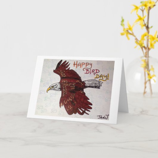 幸せな鳥日 カード (黄色い花)