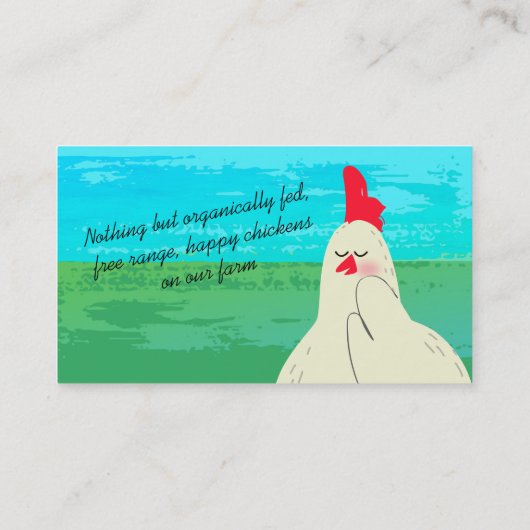 幸せな鶏の放し飼いの農場は名刺に卵を投げつけます 名刺 (裏面)