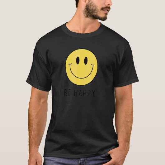 幸せな黄色いスマイルフェイス かわいい笑顔 幸せ Tシャツ (正面)