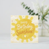 幸せな黄色の太陽の幸せな誕生日 カード (スタンド正面)