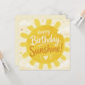 幸せな黄色の太陽の幸せな誕生日 カード (正面/裏面インサイチュ)
